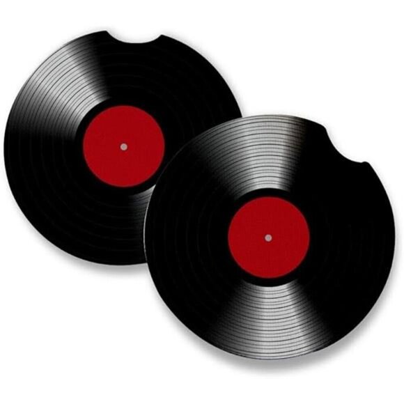 Car Cup Coasters Vinyl Record 2-Pack Cup Holder Anti Slip Rubber Vehicle - Picture 6 of 6